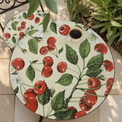 Table De Jardin|Salon De Balcon|EMINZA Table bistrot ronde pliable en faïence (D58 cm) Munich Rouge