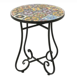 Canapé, Fauteuil Et Table Basse|EMINZA Table d'appoint ronde en mosaïque (H46 x D39 cm) Braga Multicolore