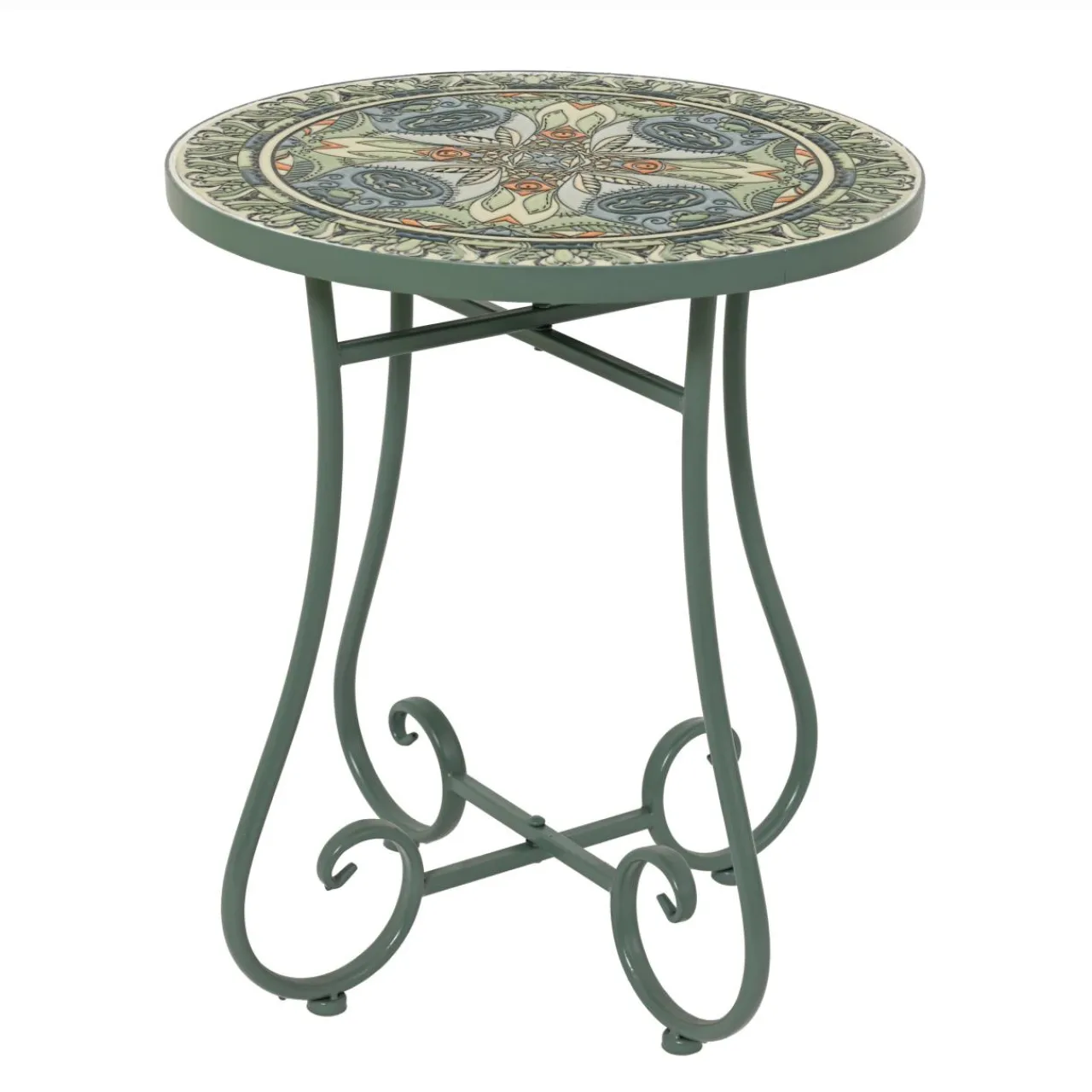 Canapé, Fauteuil Et Table Basse|EMINZA Table d'appoint ronde en mosaïque (H46 x D39 cm) Cancùn Vert sauge