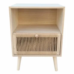 Table D'Appoint|EMINZA Table de chevet bois et corde de chanvre (H55 cm) Manille niche Beige