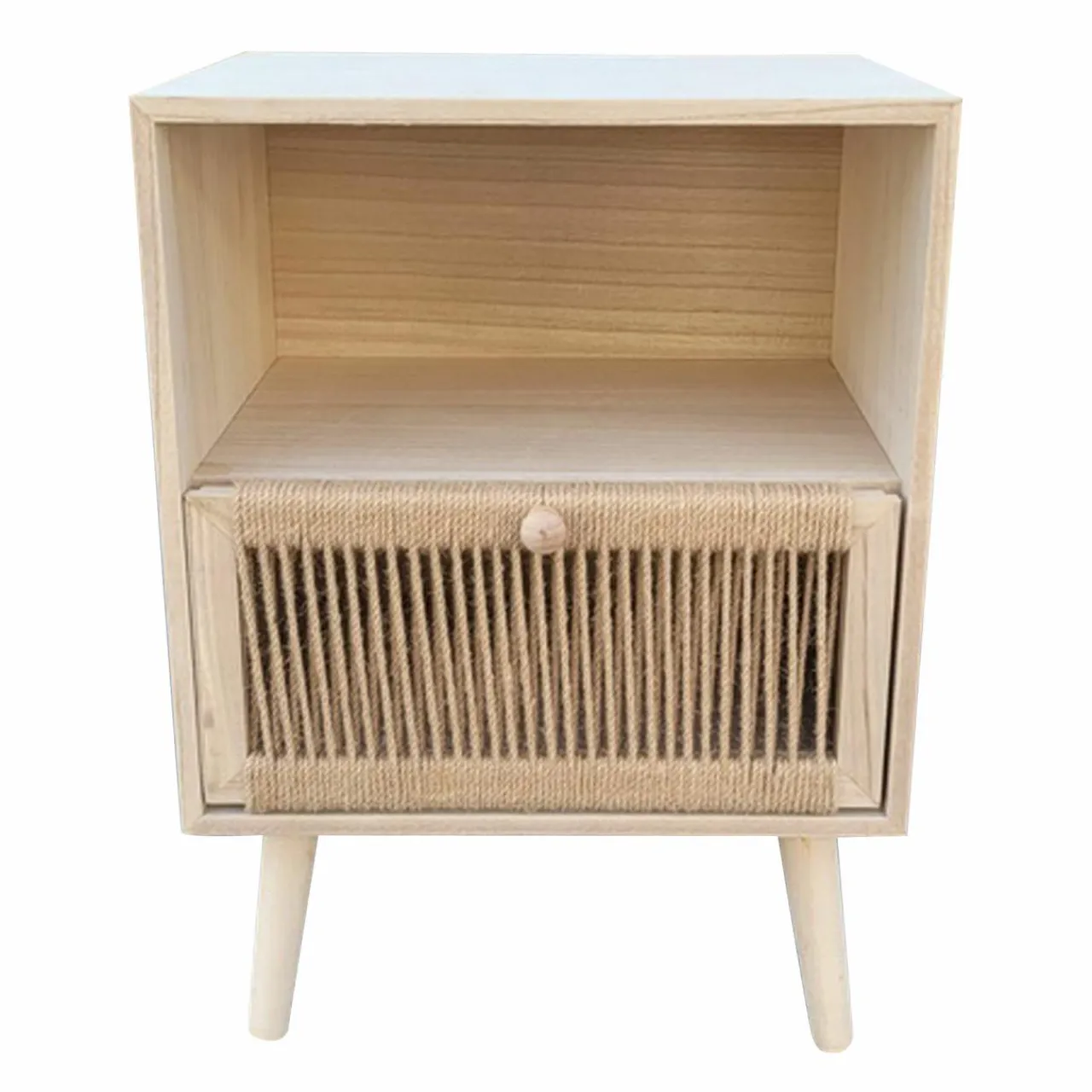 Table D'Appoint|EMINZA Table de chevet bois et corde de chanvre (H55 cm) Manille niche Beige