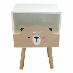 Petit Meuble Enfant|EMINZA Table de chevet enfant bois (H45 cm) Ourson Marron