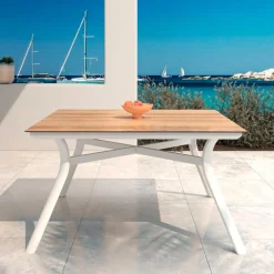 Table De Jardin|Salon De Jardin|MOBELLIA Table de jardin carré en aluminium 8 places (136 x 136 cm) Amalfi Blanc
