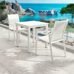 Table De Jardin|Salon De Balcon|MOBELLIA Table de jardin carrée aluminium 4 places (70 x 70 cm) Murano Blanc