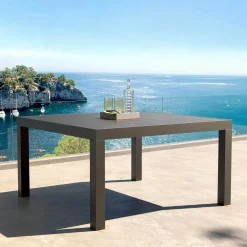Table De Jardin|Salon De Balcon|MOBELLIA Table de jardin carrée aluminium 8 places (136 x 136 cm) Murano Gris Anthracite