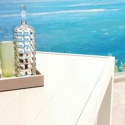 Table De Jardin|Salon De Balcon|MOBELLIA Table de jardin carrée aluminium 8 places (136 x 136 cm) Murano Blanc