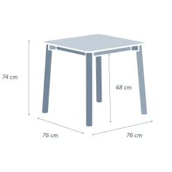Table De Jardin|Salon De Balcon|MOBELLIA Table de jardin carrée en aluminium 2 places (76 x 76 cm) Monte Carlo Gris Anthracite