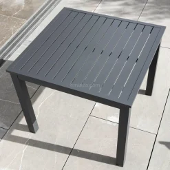 Table De Jardin|Salon De Balcon|MOBELLIA Table de jardin carrée en aluminium 4 places (89 x 89 cm) Murano Gris Anthracite