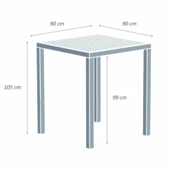 Table De Jardin|Salon De Balcon|MOBELLIA Table de jardin carrée haute aluminium 4 places (90 x H105 cm) Murano Blanc