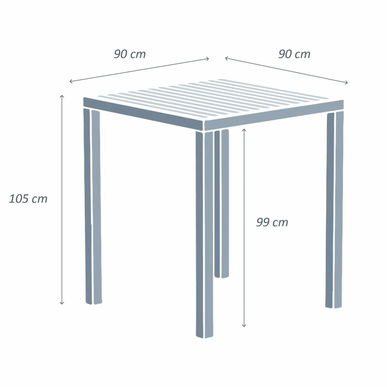 Table De Jardin|Salon De Balcon|MOBELLIA Table de jardin carrée haute aluminium 4 places (90 x H105 cm) Murano Gris Anthracite