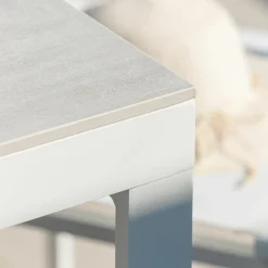 Table De Jardin|Salon De Jardin|MOBELLIA Table de jardin en aluminium et céramique 8 places (180 x 90 cm) Kore Blanc et Gris clair