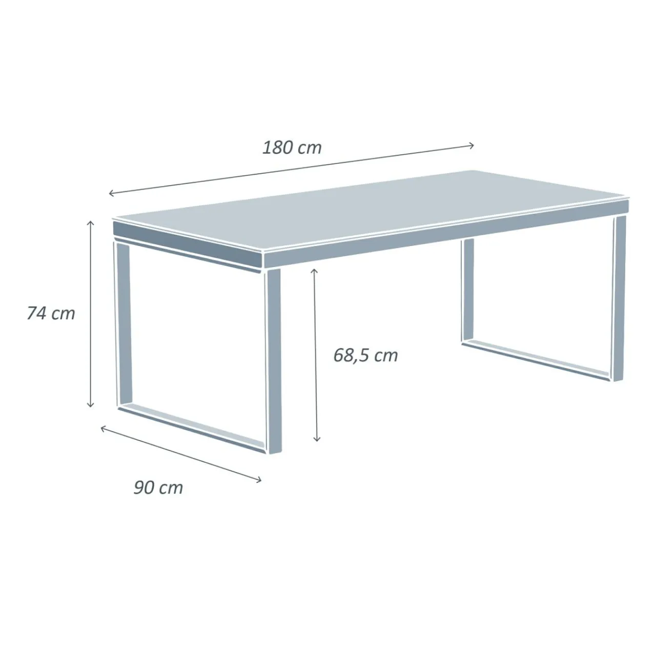 Table De Jardin|Salon De Jardin|MOBELLIA Table de jardin en aluminium et céramique 8 places (180 x 90 cm) Kore Blanc et Gris clair