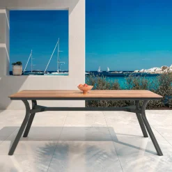 Table De Jardin|Salon De Jardin|MOBELLIA Table de jardin en aluminium 8 places (200 x 90 cm) Amalfi Gris Anthracite
