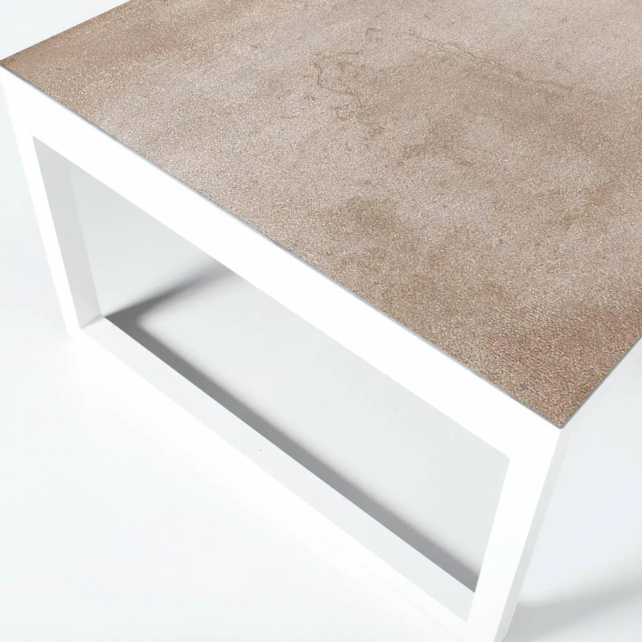 Table De Jardin|Salon De Jardin|MOBELLIA Table de jardin en aluminium et céramique 10 places (240 x 120 cm) Kore Blanc et Beige