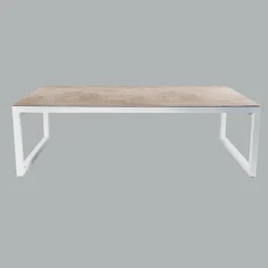 Table De Jardin|Salon De Jardin|MOBELLIA Table de jardin en aluminium et céramique 10 places (240 x 120 cm) Kore Blanc et Beige