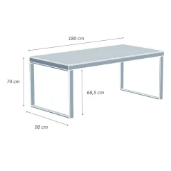 Table De Jardin|Salon De Jardin|MOBELLIA Table de jardin en aluminium et céramique 8 places (180 x 90 cm) Kore Gris Anthracite