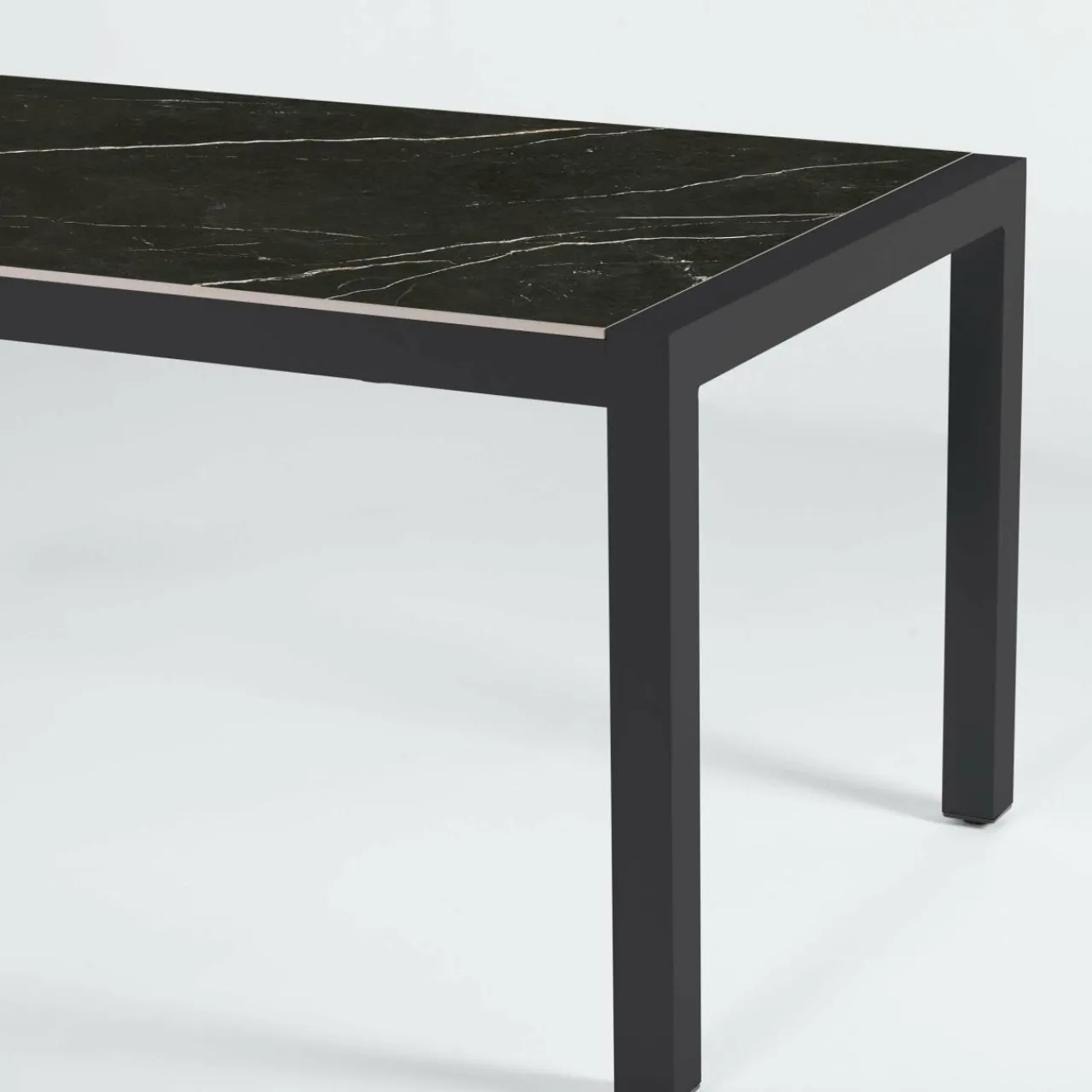 Table De Jardin|Salon De Jardin|MOBELLIA Table de jardin en aluminium et céramique 8 places (180 x 90 cm) Modena Noir marbré
