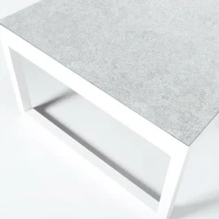 Table De Jardin|Salon De Jardin|MOBELLIA Table de jardin en aluminium et céramique 12 places (260 x 120 cm) Kore Blanc et Gris clair