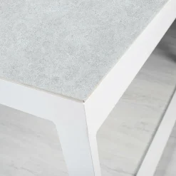 Table De Jardin|Salon De Jardin|MOBELLIA Table de jardin en aluminium et céramique 12 places (260 x 120 cm) Kore Blanc et Gris clair