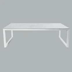 Table De Jardin|Salon De Jardin|MOBELLIA Table de jardin en aluminium et céramique 12 places (260 x 120 cm) Kore Blanc et Gris clair
