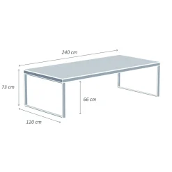 Table De Jardin|Salon De Jardin|MOBELLIA Table de jardin en aluminium et céramique 10 places (240 x 120 cm) Kore Gris et gris anthracite Effet Pierre gris - gris anthracite