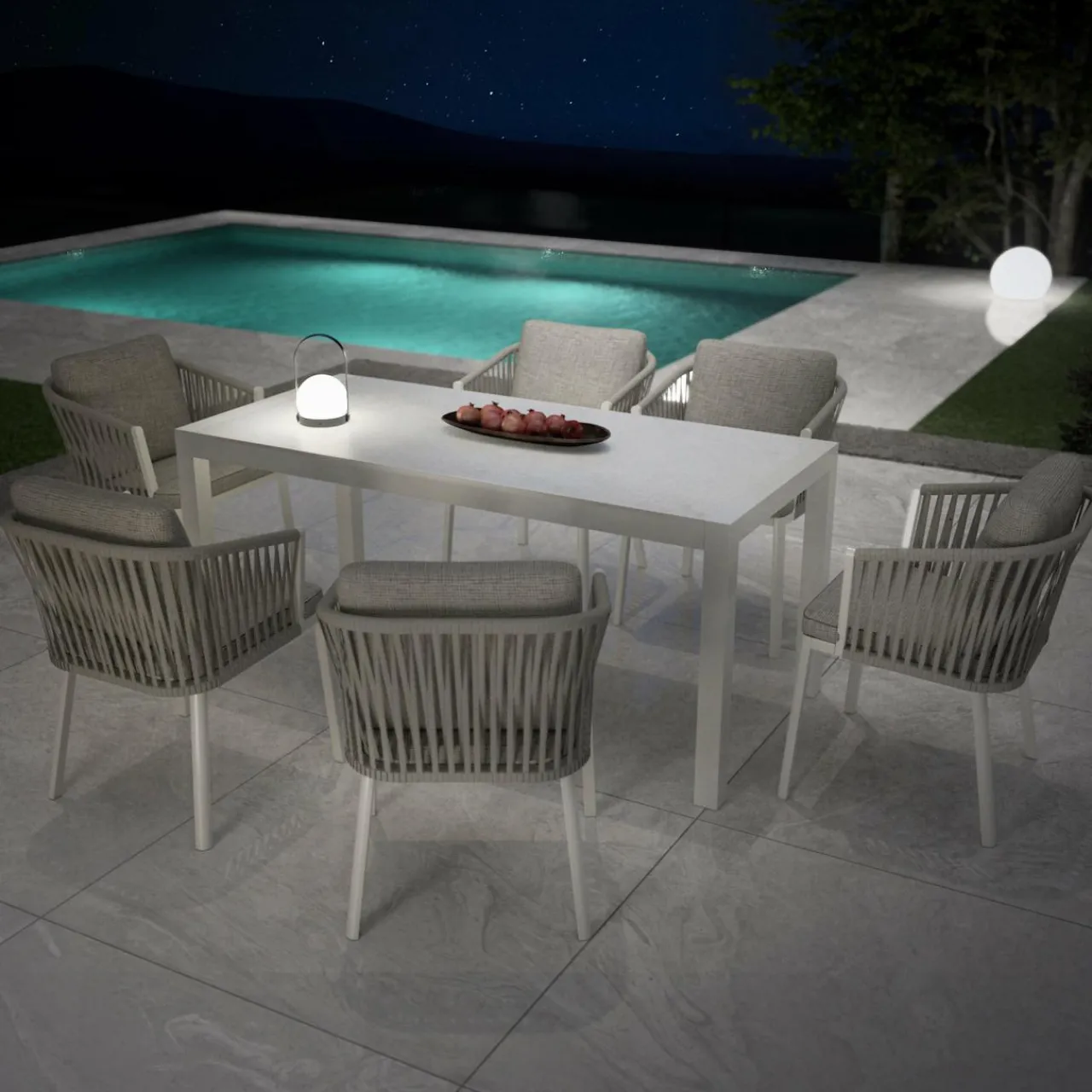 Table De Jardin|Salon De Balcon|MOBELLIA Table de jardin en aluminium et céramique 6 places (150 x 75 cm) Modena Blanc