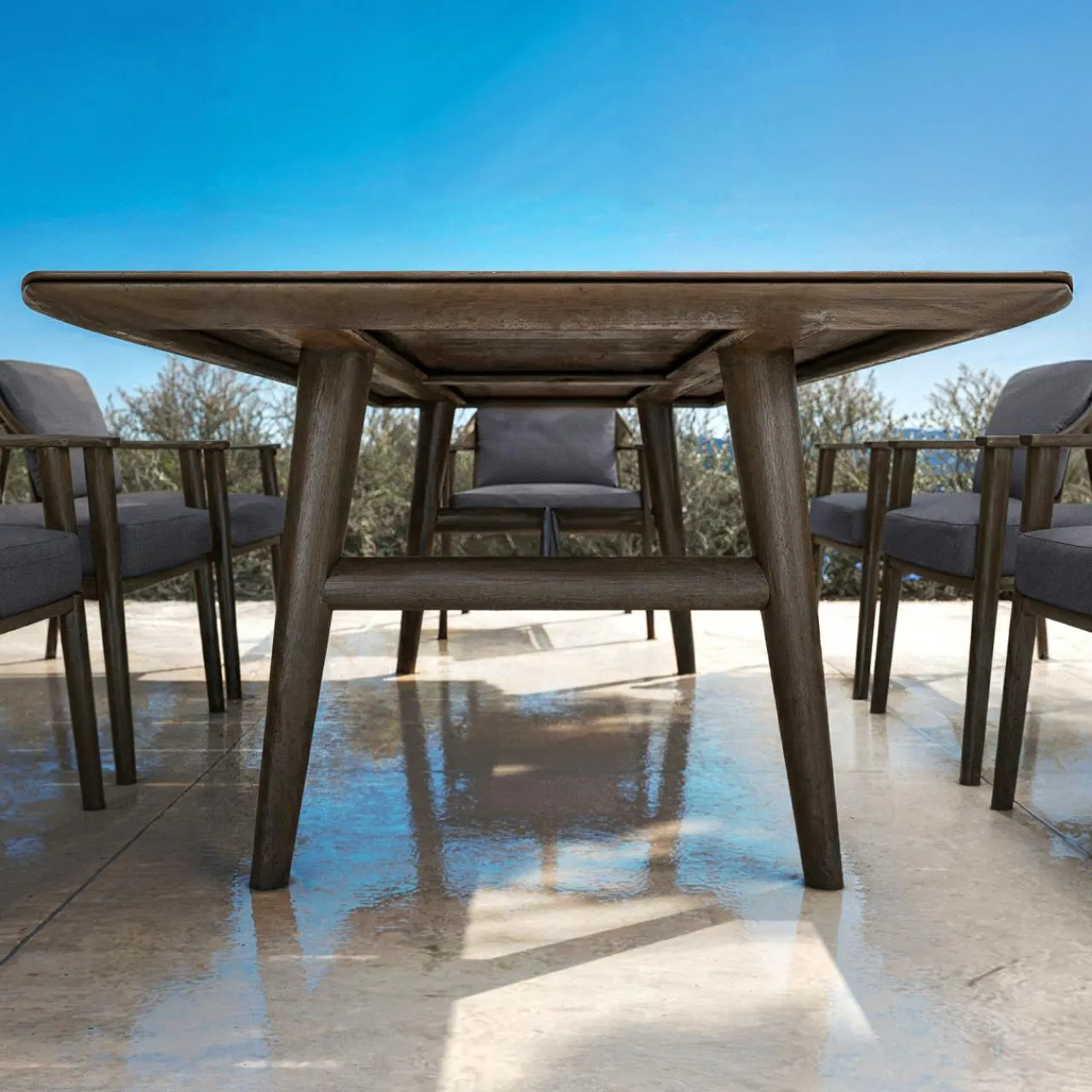 Table De Jardin|Salon De Jardin|MOBELLIA Table de jardin en bois teck 8 places (260 x 100 cm) Cap Ferrat foncé Marron