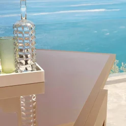 Table De Jardin|Salon De Jardin|MOBELLIA Table de jardin extensible en verre 12 places (200/320 x 100 cm) Murano Bronze