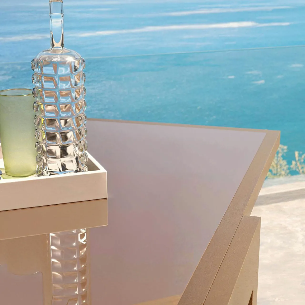 Table De Jardin|Salon De Jardin|MOBELLIA Table de jardin extensible en verre 12 places (200/320 x 100 cm) Murano Bronze