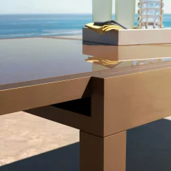 Table De Jardin|Salon De Jardin|MOBELLIA Table de jardin extensible en verre 12 places (200/320 x 100 cm) Murano Bronze