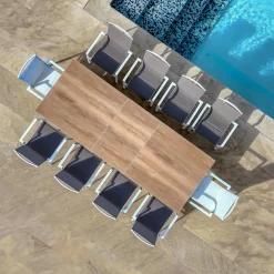 Table De Jardin|Salon De Jardin|MOBELLIA Table de jardin extensible en aluminium 10 places (260 x 96 cm) Amalfi Blanc