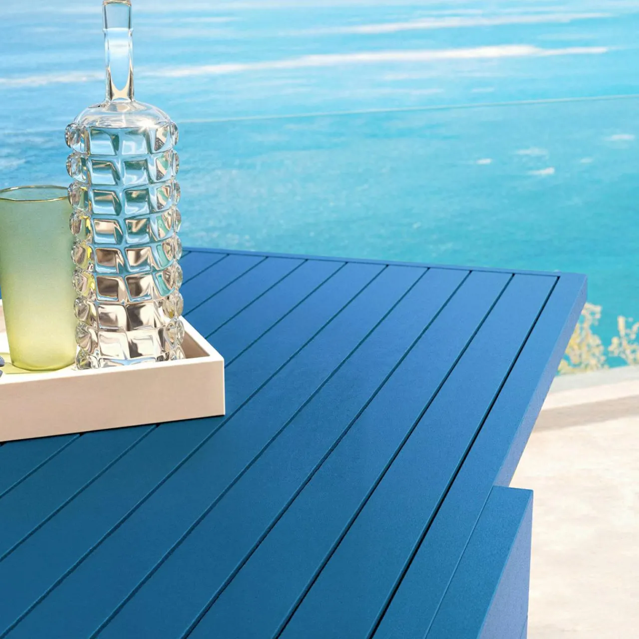 Table De Jardin|Salon De Balcon|MOBELLIA Table de jardin extensible en aluminium 8 places (90/180 x 90 cm) Murano Bleu pétrole