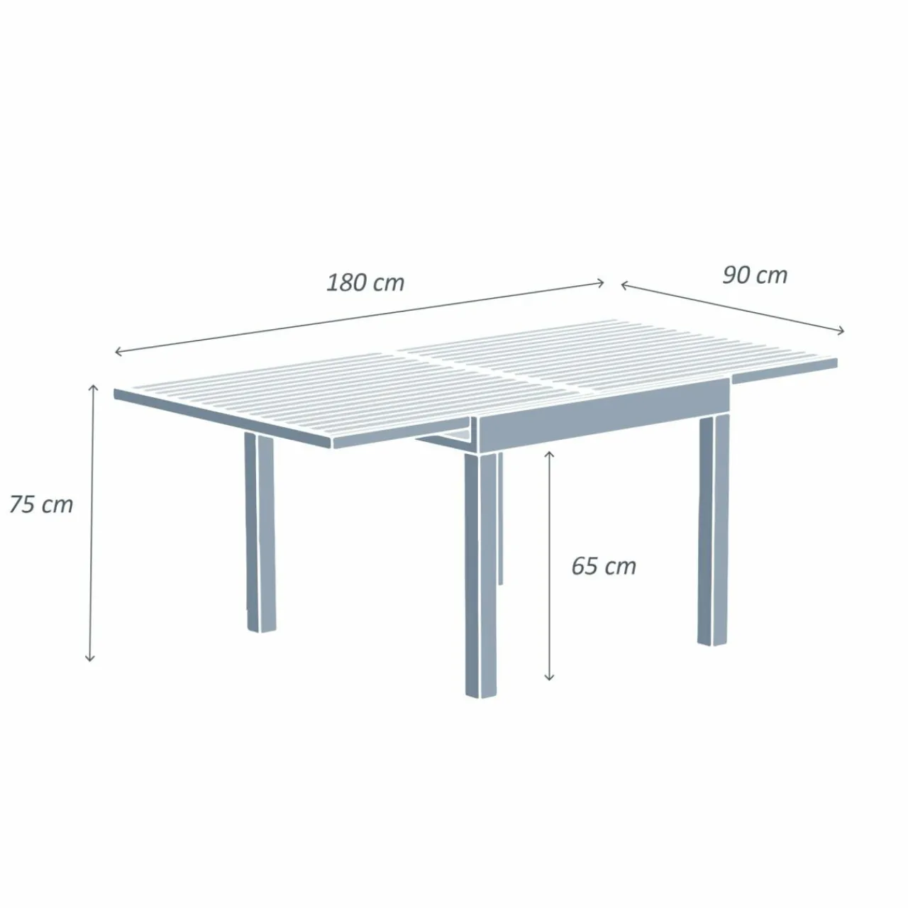 Table De Jardin|Salon De Balcon|MOBELLIA Table de jardin extensible en aluminium 8 places (90/180 x 90 cm) Murano Bleu pétrole