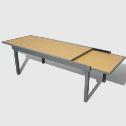 Table De Jardin|Salon De Jardin|MOBELLIA Table de jardin extensible en aluminium 12 places effet bois (200/320 x 100 cm) Murano Gris Anthracite