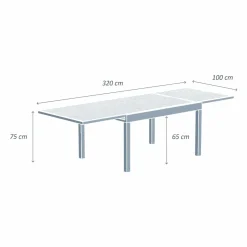 Table De Jardin|Salon De Jardin|MOBELLIA Table de jardin extensible aluminium 12 places (200/320 x 100 cm) Murano Vert olive