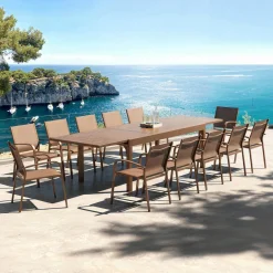 Table De Jardin|Salon De Jardin|MOBELLIA Table de jardin extensible aluminium 12 places (200/320 x 100 cm) Murano Bronze