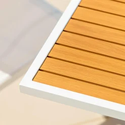 Table De Jardin|Salon De Jardin|MOBELLIA Table de jardin extensible en aluminium 10 places effet bois (135/270 x 90 cm) Murano Blanc