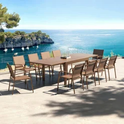 Table De Jardin|Salon De Jardin|MOBELLIA Table de jardin extensible aluminium 10 places (135/270 x 90 cm) Murano Bronze