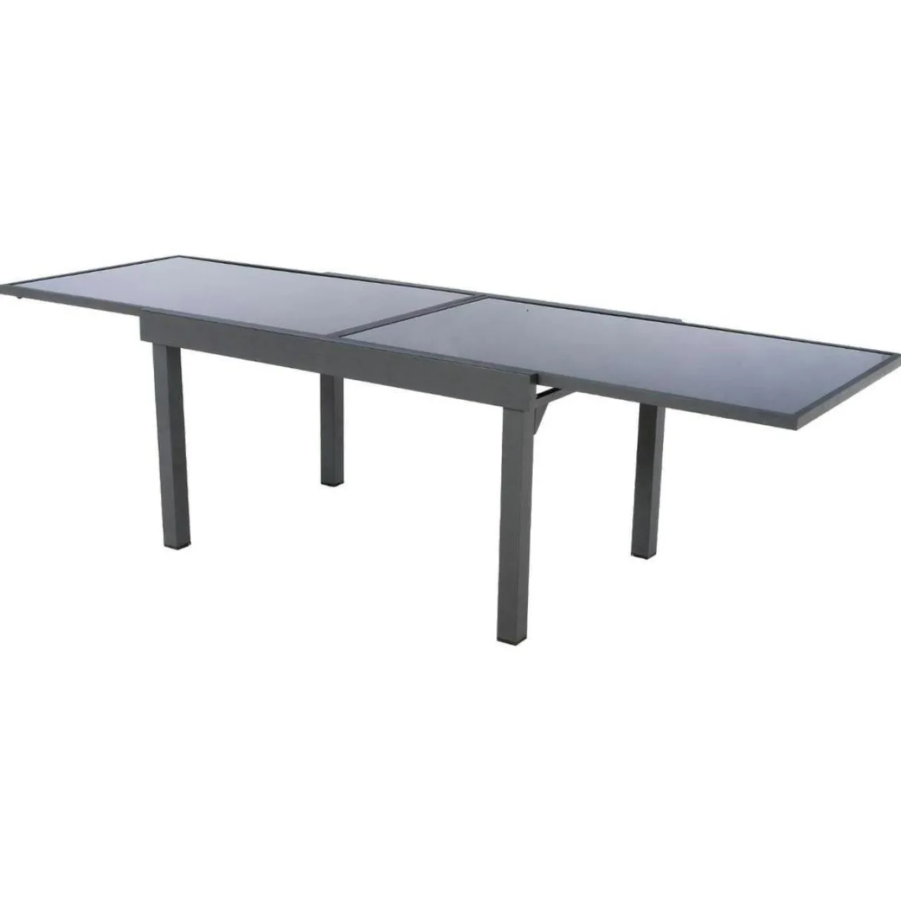 Table De Jardin|Salon De Jardin|MOBELLIA Table de jardin extensible en verre 12 places (200/320 x 100 cm) Murano Gris Anthracite