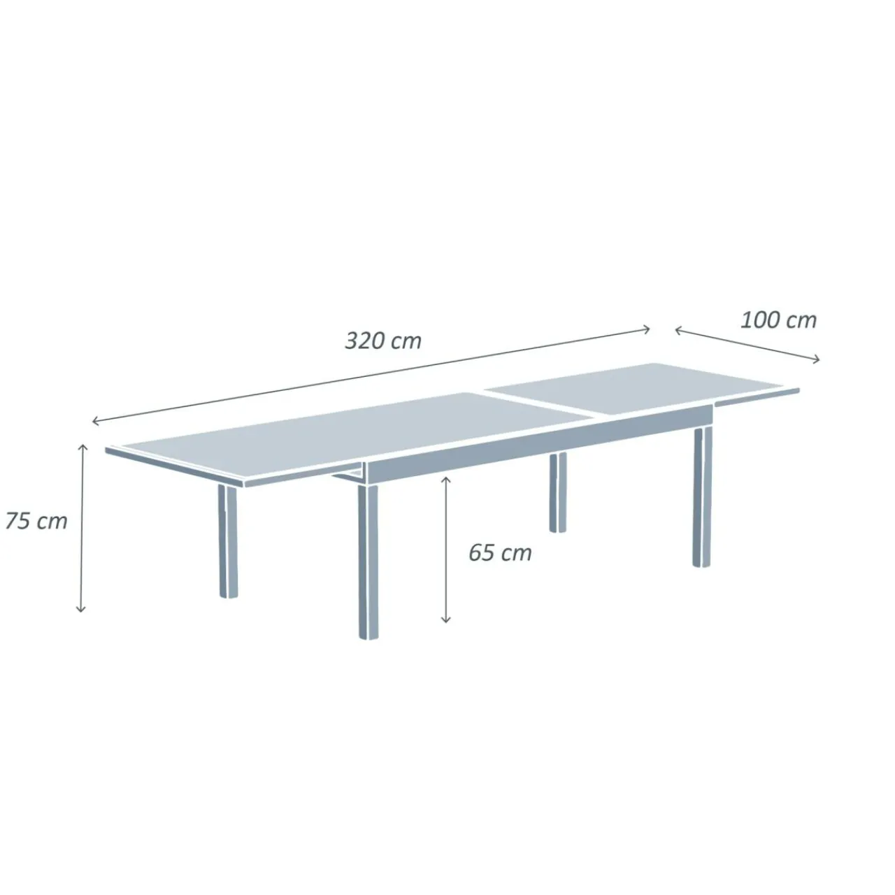Table De Jardin|Salon De Jardin|MOBELLIA Table de jardin extensible en verre 12 places (200/320 x 100 cm) Murano Gris Anthracite