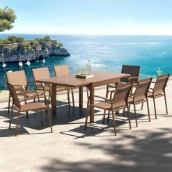 Table De Jardin|Salon De Balcon|MOBELLIA Table de jardin extensible en aluminium 8 places (90/180 x 90 cm) Murano Bronze