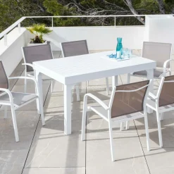 Table De Jardin|Salon De Jardin|MOBELLIA Table de jardin extensible aluminium 10 places (135/270 x 90 cm) Murano Blanc