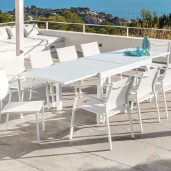 Table De Jardin|Salon De Jardin|MOBELLIA Table de jardin extensible aluminium 10 places (135/270 x 90 cm) Murano Blanc