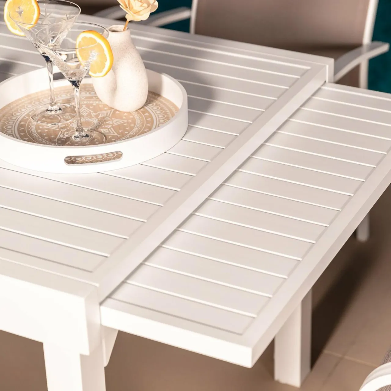 Table De Jardin|Salon De Jardin|MOBELLIA Table de jardin extensible aluminium 10 places (135/270 x 90 cm) Murano Blanc