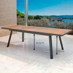Table De Jardin|Salon De Jardin|MOBELLIA Table de jardin extensible en aluminium 10 places (260 x 96 cm) Amalfi Gris Anthracite