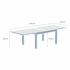 Table De Jardin|Salon De Jardin|MOBELLIA Table de jardin extensible aluminium 10 places (135/270 x 90 cm) Murano Vert olive