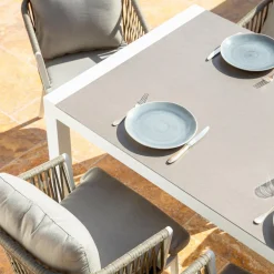 Table De Jardin|Salon De Jardin|MOBELLIA Table de jardin extensible en aluminium 12 places (195/300 x 96 cm) Amalfi Blanc