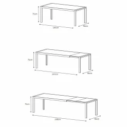 Table De Jardin|Salon De Jardin|MOBELLIA Table de jardin extensible en aluminium 12 places (195/300 x 96 cm) Amalfi Blanc