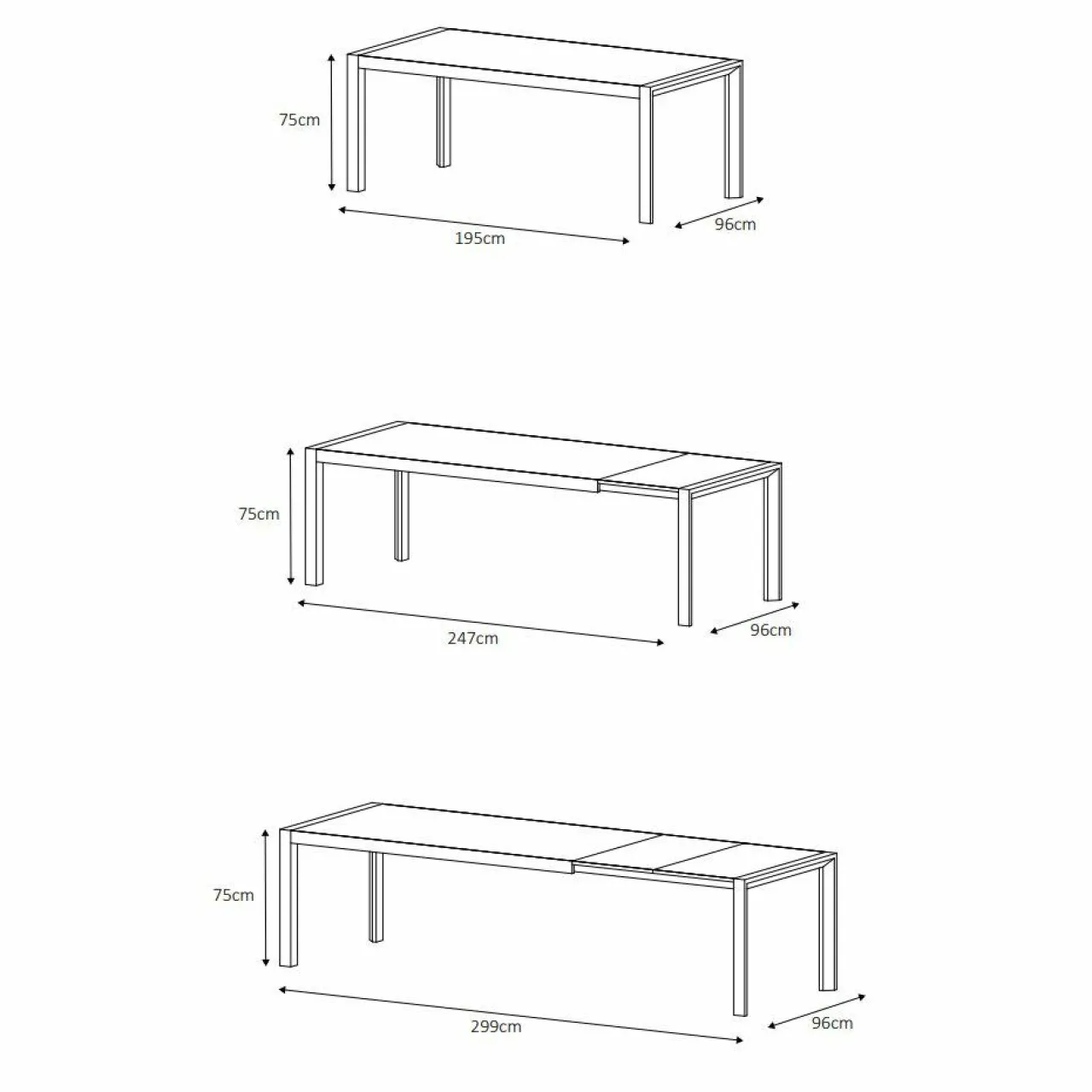 Table De Jardin|Salon De Jardin|MOBELLIA Table de jardin extensible en aluminium 12 places (195/300 x 96 cm) Amalfi Blanc