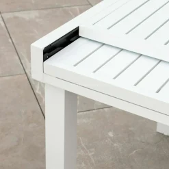 Table De Jardin|Salon De Balcon|MOBELLIA Table de jardin extensible en aluminium 8 places (90/180 x 90 cm) Murano Blanc